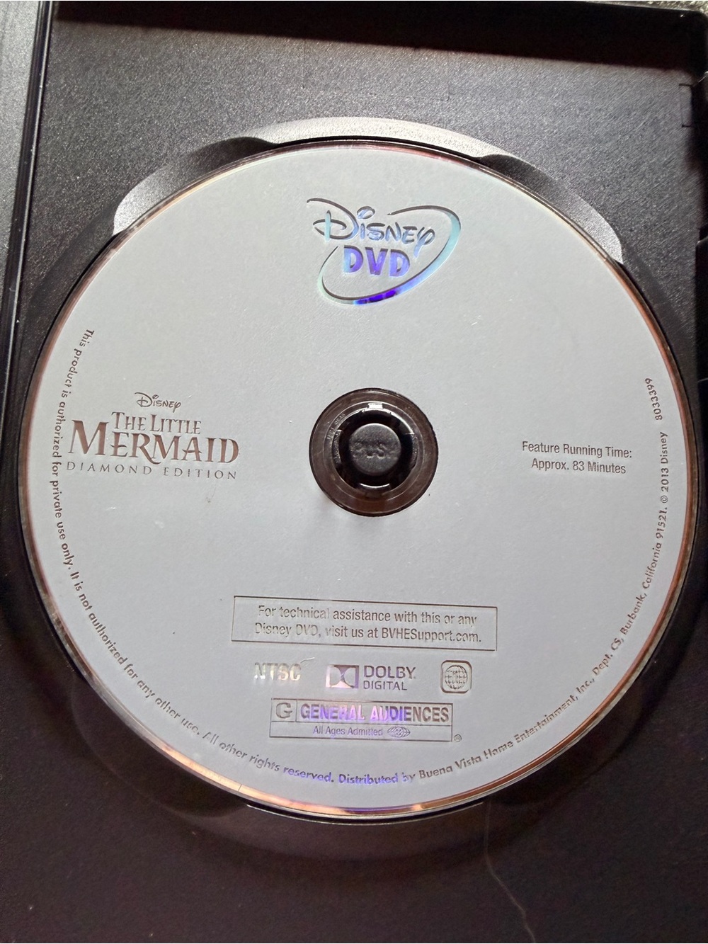 Disney The Little Mermaid Diamond Edition DVD - plain black case